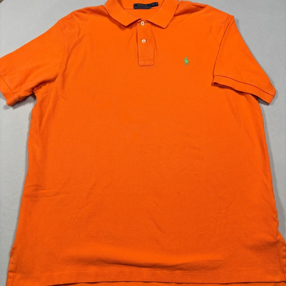 Polo Ralph Lauren Polo Mens XL Orange Green Pony Logo Short Sleeve Pique Shirt